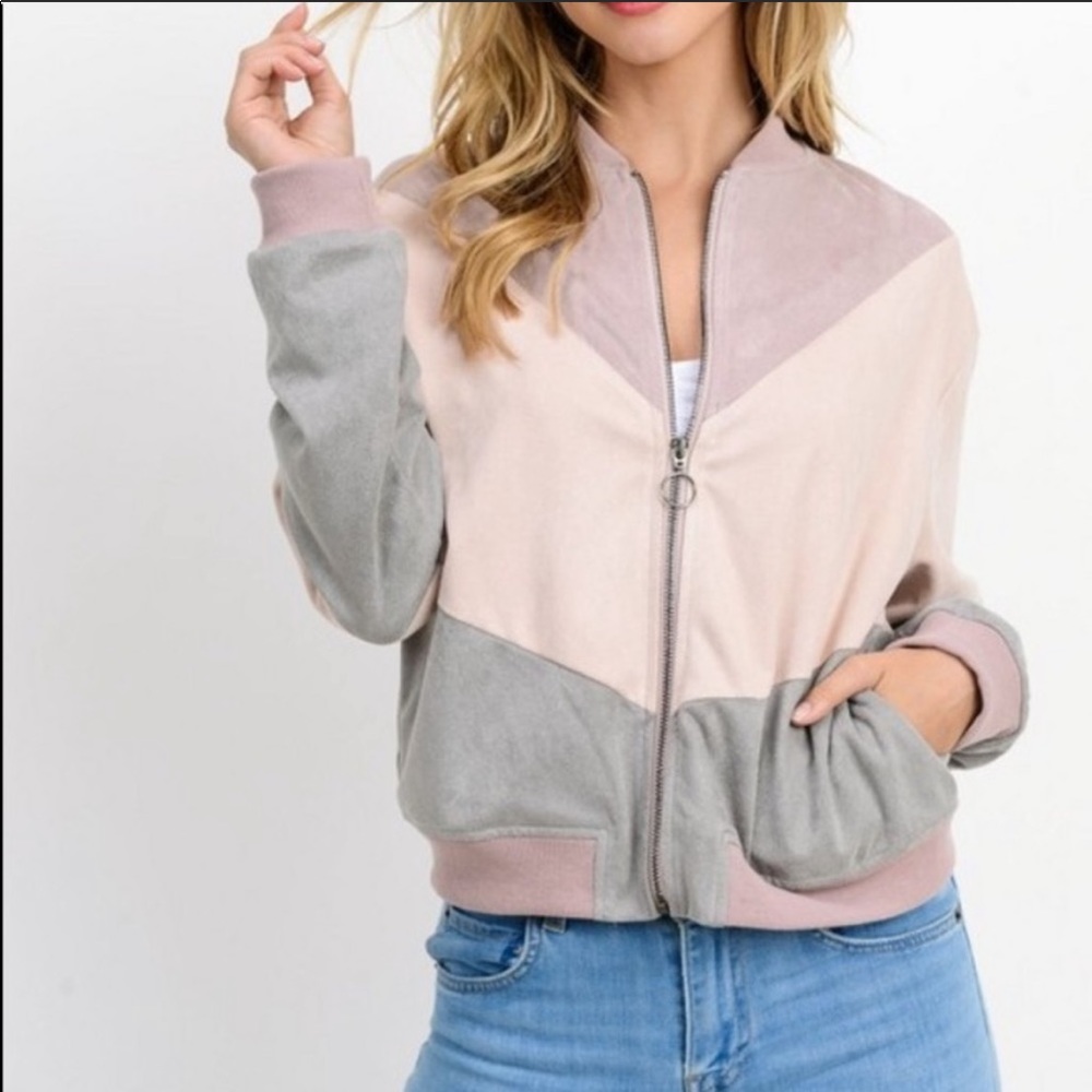 NWT Paper Crane Pink Chevron Bomber Jacket | Small